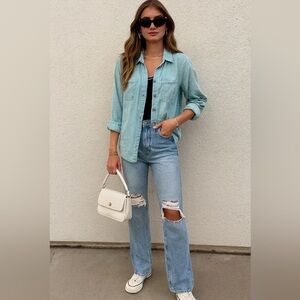 Love & Legend Sky Blue Shirt Women's Size 14